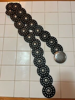 🩶Studded Black Concho Belt with Decorative Silver Buckle🩶